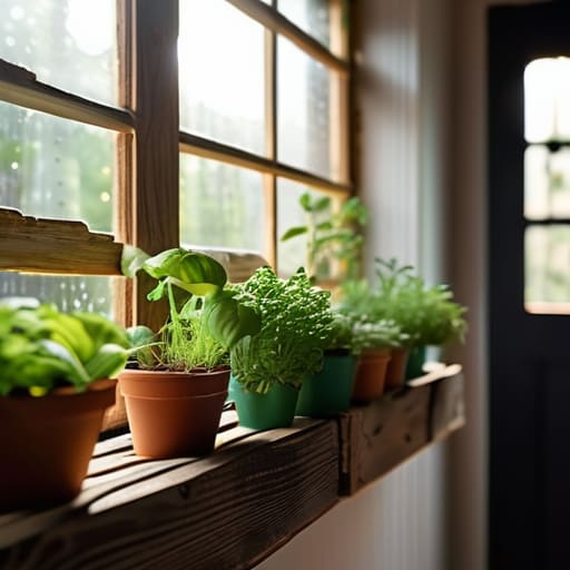 A cozy vertical herb garden in pallets.