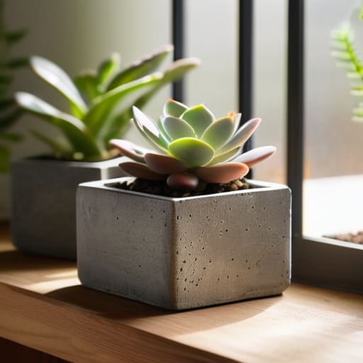 Industrial Style Succulent Planters in concrete.