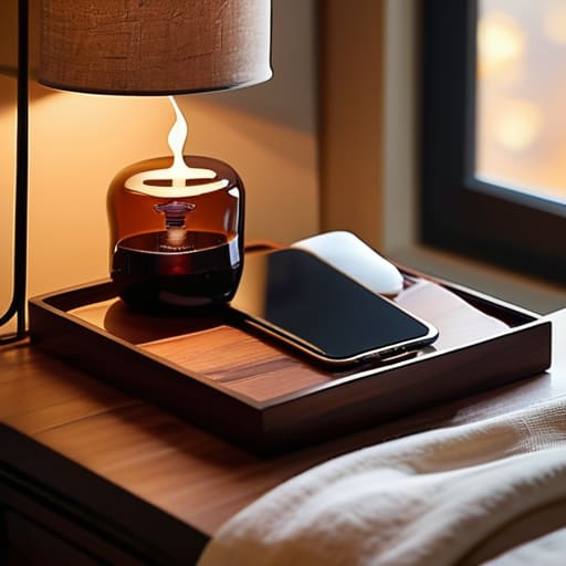 The DIY Charging Station on a nightstand.