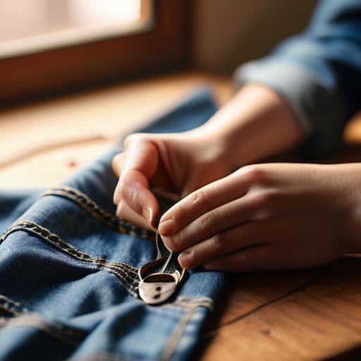 Mending clothes, bringing it all together.